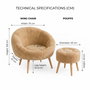 Atelier Del Sofa Lida - Conjunto de Sillón y Puff Marrón